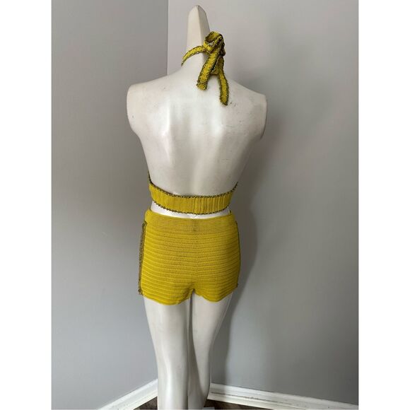 NWT My Beachy Side Rosemary Knitted Halter Crop Top & Shorts Set Moss XS-S - Picture 6 of 11